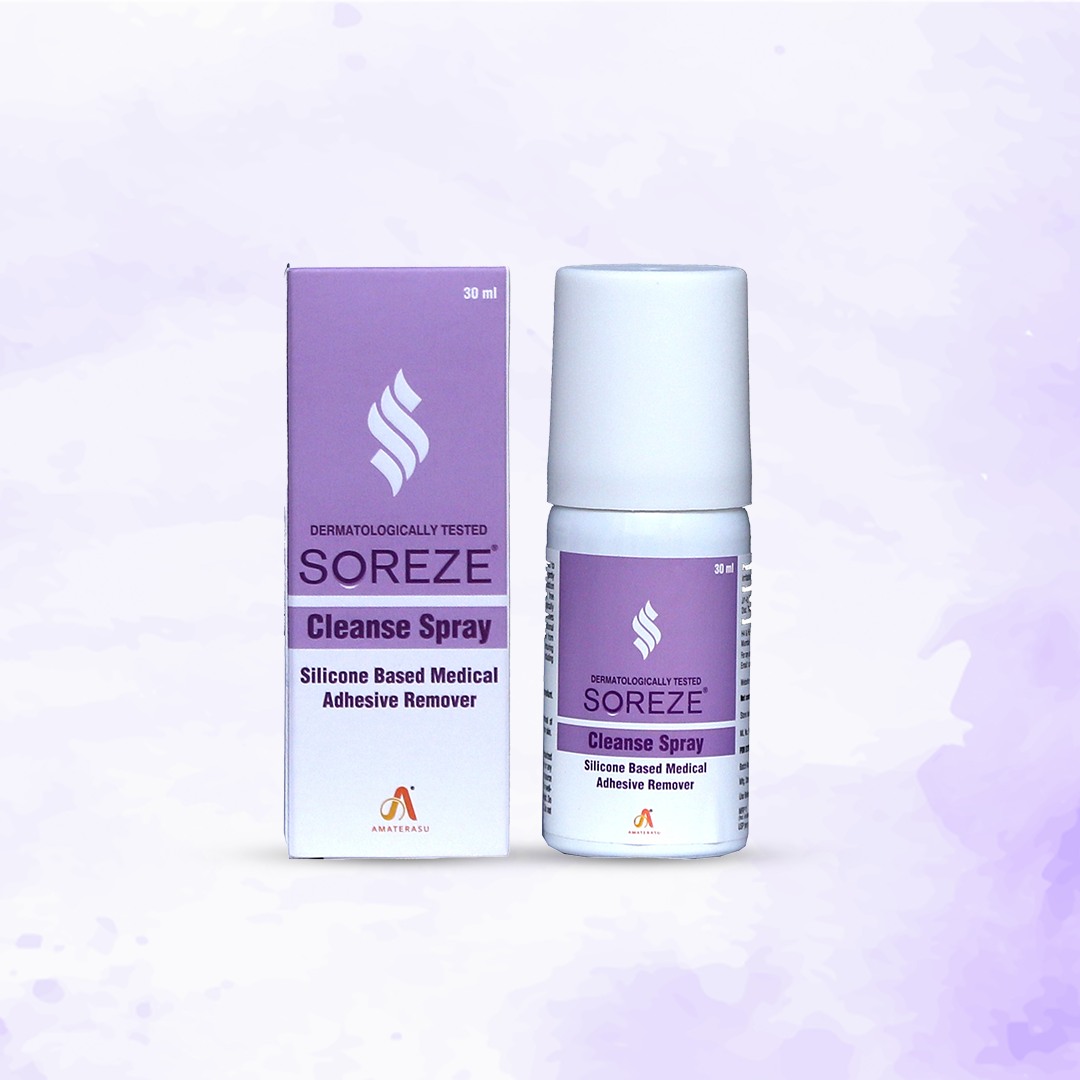Soreze Cleanse Spray | Medical Adhesive Remover Spray | Dermatologically Tested | 30ml and 70ml