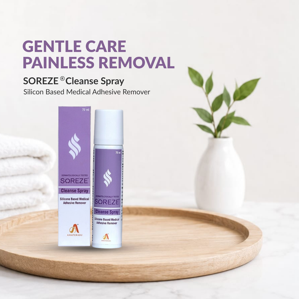 Soreze Cleanse Spray | Medical Adhesive Remover Spray | Dermatologically Tested | 30ml and 70ml